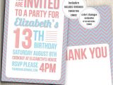 Free Printable Birthday Invitations for Teenage Girl Birthday Party Invitation for Teenage Girl with Thank You