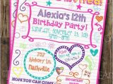 Free Printable Birthday Invitations for Tweens Custom Girl S Sweet 16 Tween Teen Sleepover Doodle