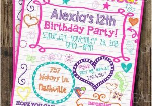 Free Printable Birthday Invitations for Tweens Custom Girl S Sweet 16 Tween Teen Sleepover Doodle