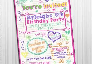 Free Printable Birthday Invitations for Tweens Items Similar to Printable 5×7 Sleepover Tween Birthday