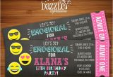 Free Printable Birthday Invitations for Tweens Printable Tween Emoji Chalkboard Ticket Birthday