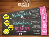 Free Printable Birthday Invitations for Tweens Printable Tween Emoji Chalkboard Ticket Birthday