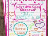 Free Printable Birthday Invitations for Tweens Tween Birthday Teen Invitation Sleepover Notebook Doodle