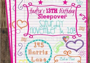Free Printable Birthday Invitations for Tweens Tween Birthday Teen Invitation Sleepover Notebook Doodle