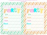 Free Printable Birthday Party Invitations Bnute Productions Free Printable Striped Birthday Party