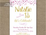 Free Printable Birthday Party Invitations for Tweens Pink Gold Confetti Birthday Invitation Teen Tween