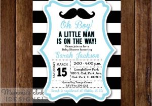 Free Printable Black and White Baby Shower Invitations Black and White Rugby Stripe Mustache Baby Shower Invitation