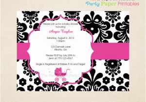Free Printable Black and White Baby Shower Invitations Items Similar to Printable Black and White Damask Baby