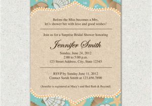 Free Printable Bridal Shower Invitations Beach theme Invitation Beach themed Bridal Shower Invite by