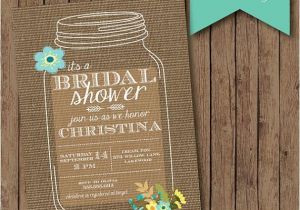 Free Printable Bridal Shower Invitations Rustic Rustic Mason Jar Burlap Bridal Shower Invite Floral