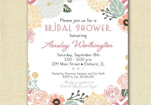 Free Printable Bridal Shower Invitations Vintage Vintage Flower Wreath and Pink Chevron Bridal Shower