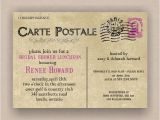 Free Printable Bridal Shower Postcard Invitations Paris French Postcard Bridal or Baby Shower Invitation