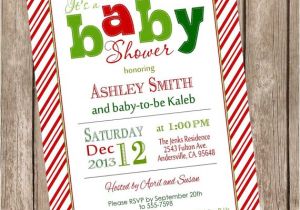 Free Printable Christmas Baby Shower Invitations Christmas Baby Shower Invitation Candy Cane Stripe Baby