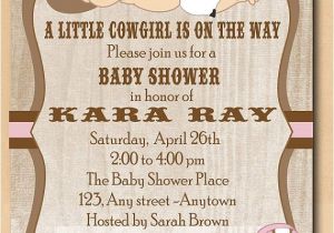 Free Printable Cowgirl Baby Shower Invitations Cute Cowgirl Baby Shower Invitation Baby with Pink