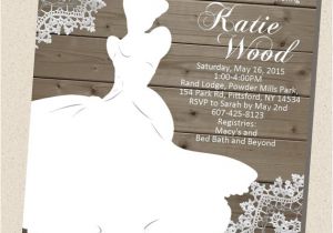 Free Printable Disney Bridal Shower Invitations Rustic Wooden Vintage Disney Princess Cinderella