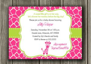 Free Printable Giraffe Baby Shower Invitations Pink and Green Giraffe Baby Shower Invitation Printable