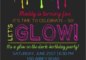 Free Printable Glow In the Dark Birthday Party Invitations Printable Glow In the Dark theme Party Invitation