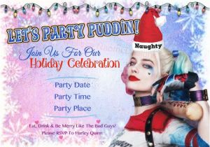 Free Printable Harley Quinn Birthday Invitations Harley Quinn Holiday Party Invitation by Melissanaomidesigns