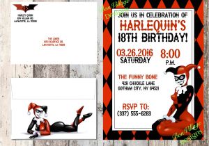 Free Printable Harley Quinn Birthday Invitations Harley Quinn Invitation Birthday Baby Shower Dc Ics