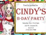 Free Printable Harley Quinn Birthday Invitations Items Similar to Harley Quinn Custom Digital Printable