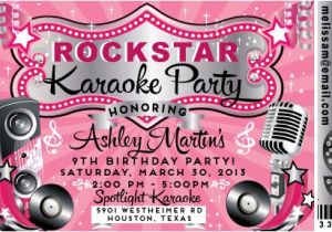 Free Printable Karaoke Party Invitations Vip Rock Star Karaoke Birthday Invitation Di 8018