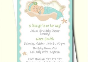Free Printable Mermaid Baby Shower Invitations Diy Mermaid Baby Shower Invitation Aqua Blue Under the