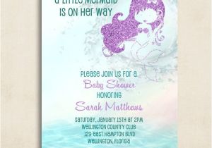 Free Printable Mermaid Baby Shower Invitations Mermaid Baby Shower Invitation Turquoise and Purple