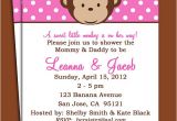 Free Printable Monkey Girl Baby Shower Invitations Monkey Girl Invitation Printable or Printed with Free