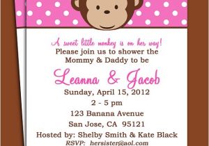Free Printable Monkey Girl Baby Shower Invitations Monkey Girl Invitation Printable or Printed with Free