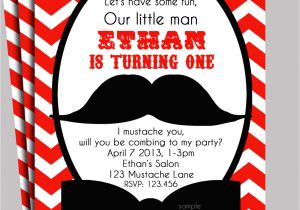 Free Printable Mustache Birthday Invitations Little Man Mustache Invitation Printable or Printed with Free