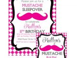 Free Printable Mustache Birthday Invitations Mustache Sleepover Birthday Bash Printable Party