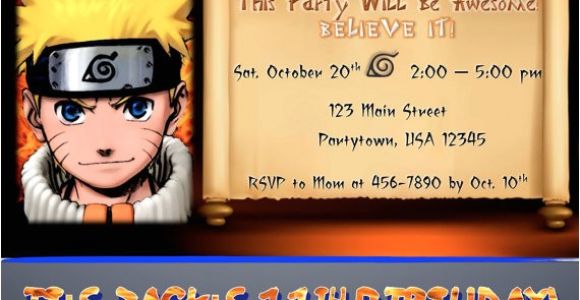 Free Printable Naruto Birthday Invitations Items Similar to Custom Naruto Birthday Party Invitation