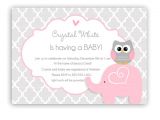Free Printable Pink Elephant Baby Shower Invitations Elephant Baby Shower Invitation Pink and Grey Quatrefoil
