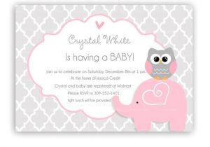 Free Printable Pink Elephant Baby Shower Invitations Elephant Baby Shower Invitation Pink and Grey Quatrefoil