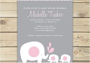 Free Printable Pink Elephant Baby Shower Invitations Girl Twins Baby Shower Invitation Printable Twin