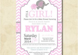 Free Printable Pink Elephant Baby Shower Invitations Pink Elephant Baby Shower Invitation Chevron Invitation