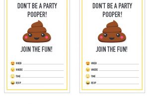 Free Printable Poop Emoji Birthday Invitations Http Www Livinglocurto Com 2016 04 Emoji Party