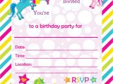 Free Printable Rainbow Unicorn Birthday Invitations Fill In Birthday Party Invitations Printable Rainbows and