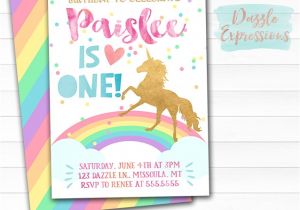 Free Printable Rainbow Unicorn Birthday Invitations Printable Rainbow Unicorn Birthday Invitation Watercolor