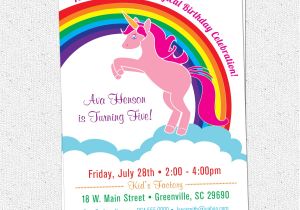 Free Printable Rainbow Unicorn Birthday Invitations Printable Unicorn Birthday Party Invitation Rainbow Pink