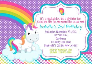 Free Printable Rainbow Unicorn Birthday Invitations Unicorn Invitation Personalized Custom Unicorn Rainbow