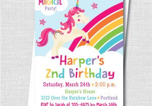 Free Printable Rainbow Unicorn Birthday Invitations Unicorn Party Invitation Katarina S Paperie