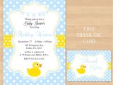 Free Printable Rubber Ducky Baby Shower Invitations Printable Baby Shower Rubber Ducky Yellow Blue by