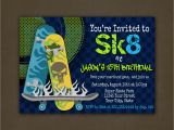 Free Printable Skateboard Birthday Party Invitations Skateboard Birthday Party Invitations Printable File Sk8