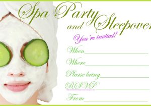 Free Printable Spa Birthday Invitations Invitations for Sleepover Party