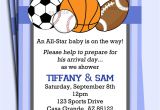 Free Printable Sports themed Baby Shower Invitations All Star Sports Invitation Printable or Printed with Free