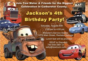 Free Printable tow Mater Birthday Invitations Cars Birthday Invitation Mater Invitations Disney Cars