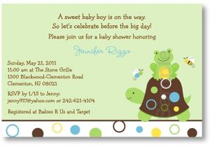 Free Printable Turtle Baby Shower Invitations Frog Turtle Baby Shower Invitation Printable by Little