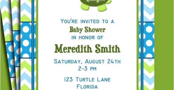 Free Printable Turtle Baby Shower Invitations Turtle Invitation Printable or Printed with Free Shipping
