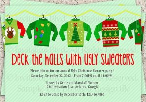 Free Printable Ugly Christmas Sweater Party Invitations Ugly Christmas Sweater Invitation Wording Happy Holidays